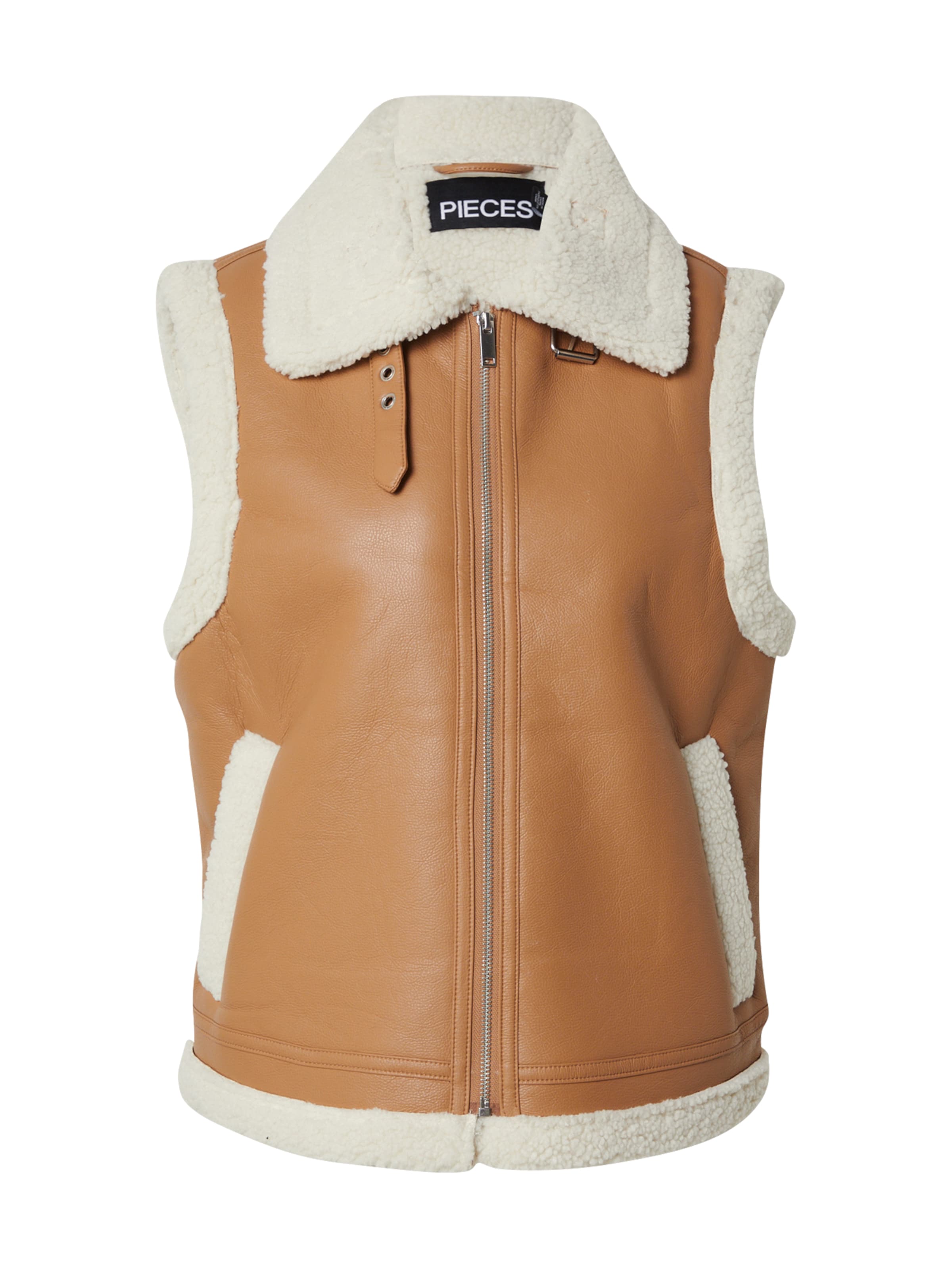 PIECES Vest 'PCJANELLE' in Brown: front