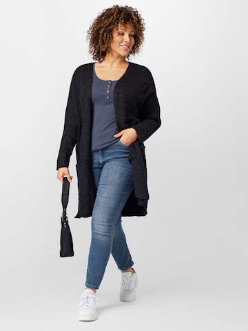 Fransa Curve Knit Cardigan 'Sandy' in Black