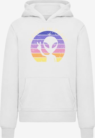 F4NT4STIC Sweatshirt 'Alien Peace Sunset' in Wit: voorkant