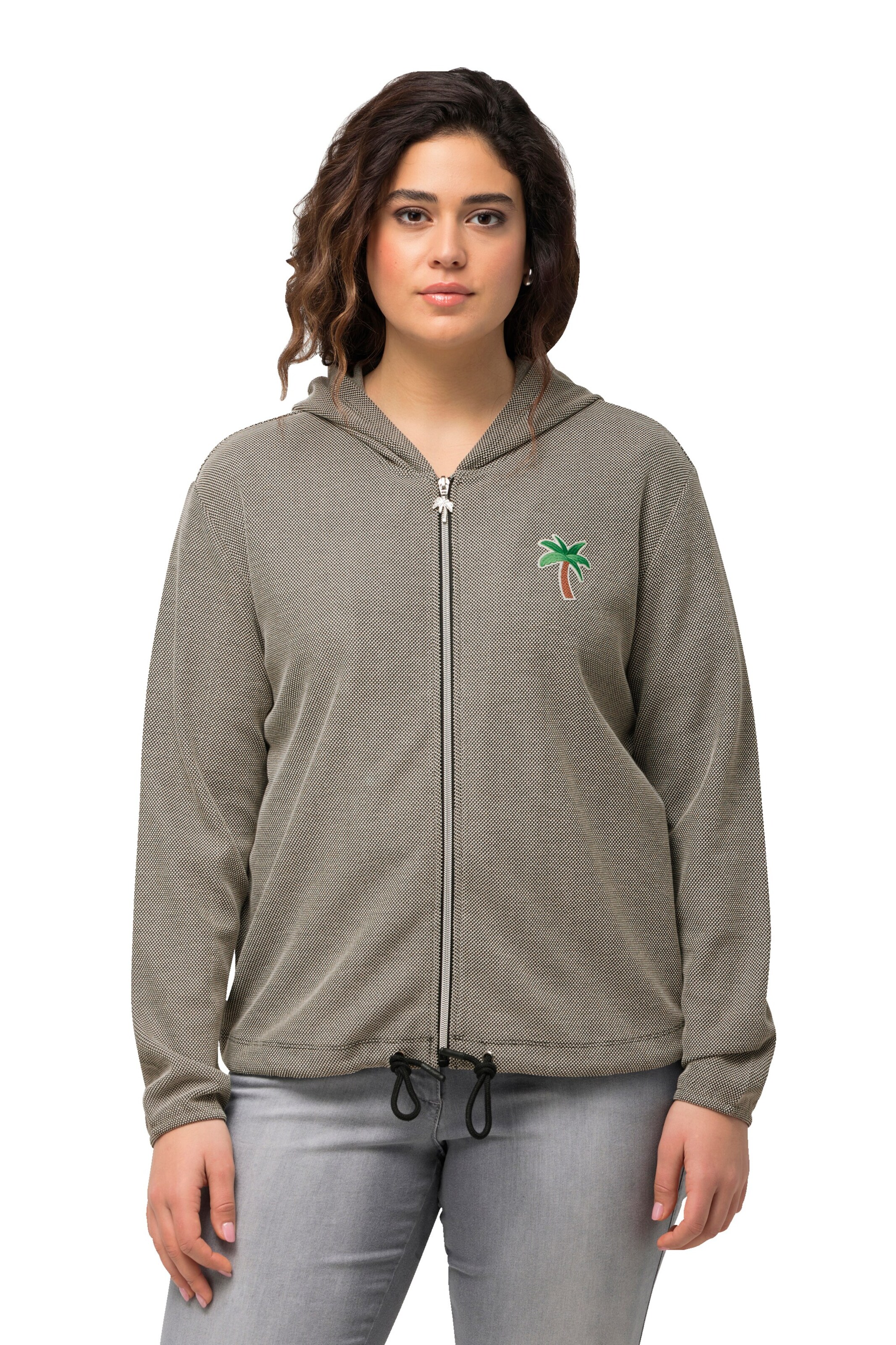 Ulla Popken Sweatjacke in Beige: Vorderseite