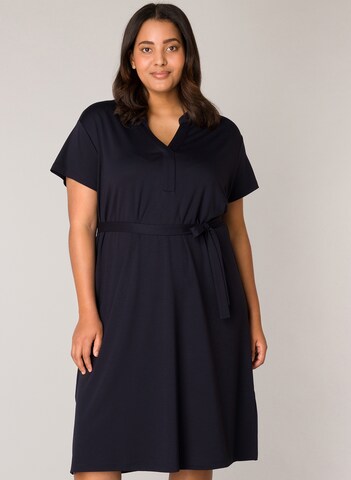 BASE LEVEL CURVY Sommerkleid in Blau: predná strana