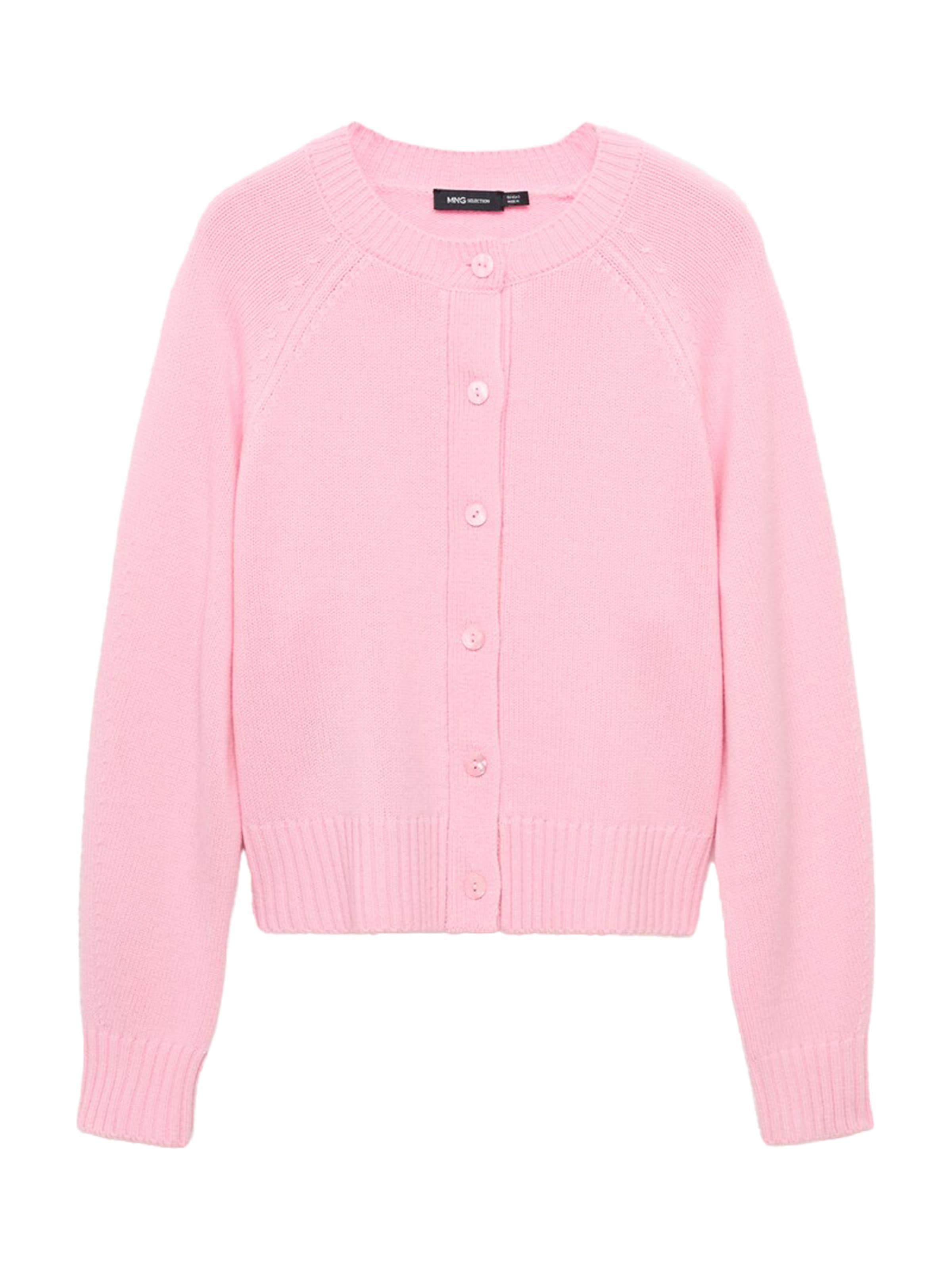 Geacă tricotată 'Scorpius' de la MANGO pe roz: față