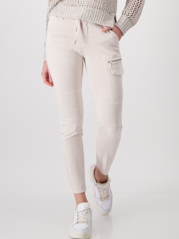 monari Slimfit Broek in Beige: voorkant