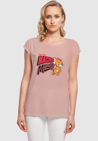 ABSOLUTE CULT Shirt 'Tom And Jerry - Macho Mouse' in Roze: voorkant