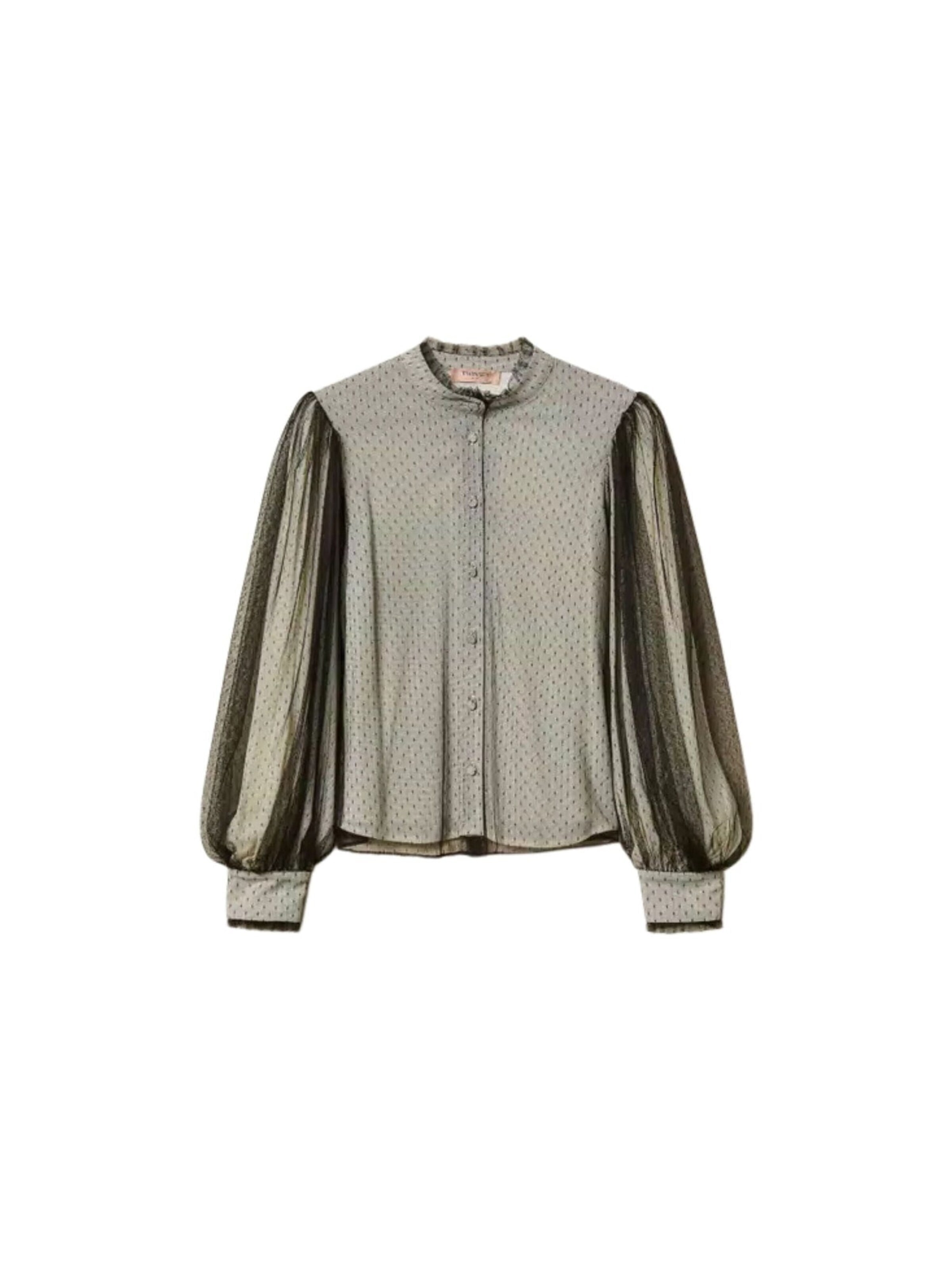 Twinset Blouse 'Crêpe de Chine and plumetis tulle shirt' in Wit: voorkant