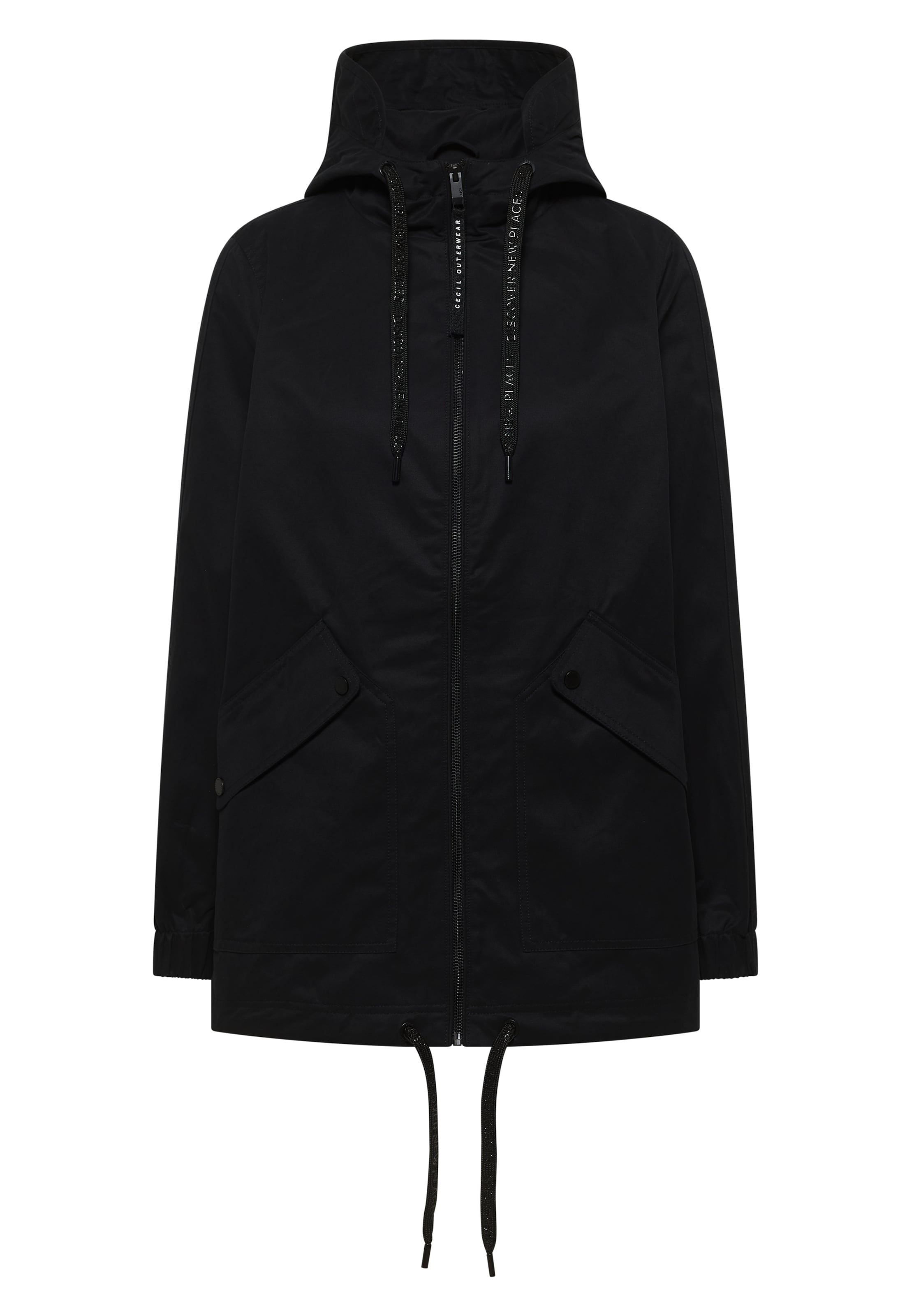 CECIL Between-Seasons Parka in Black: front