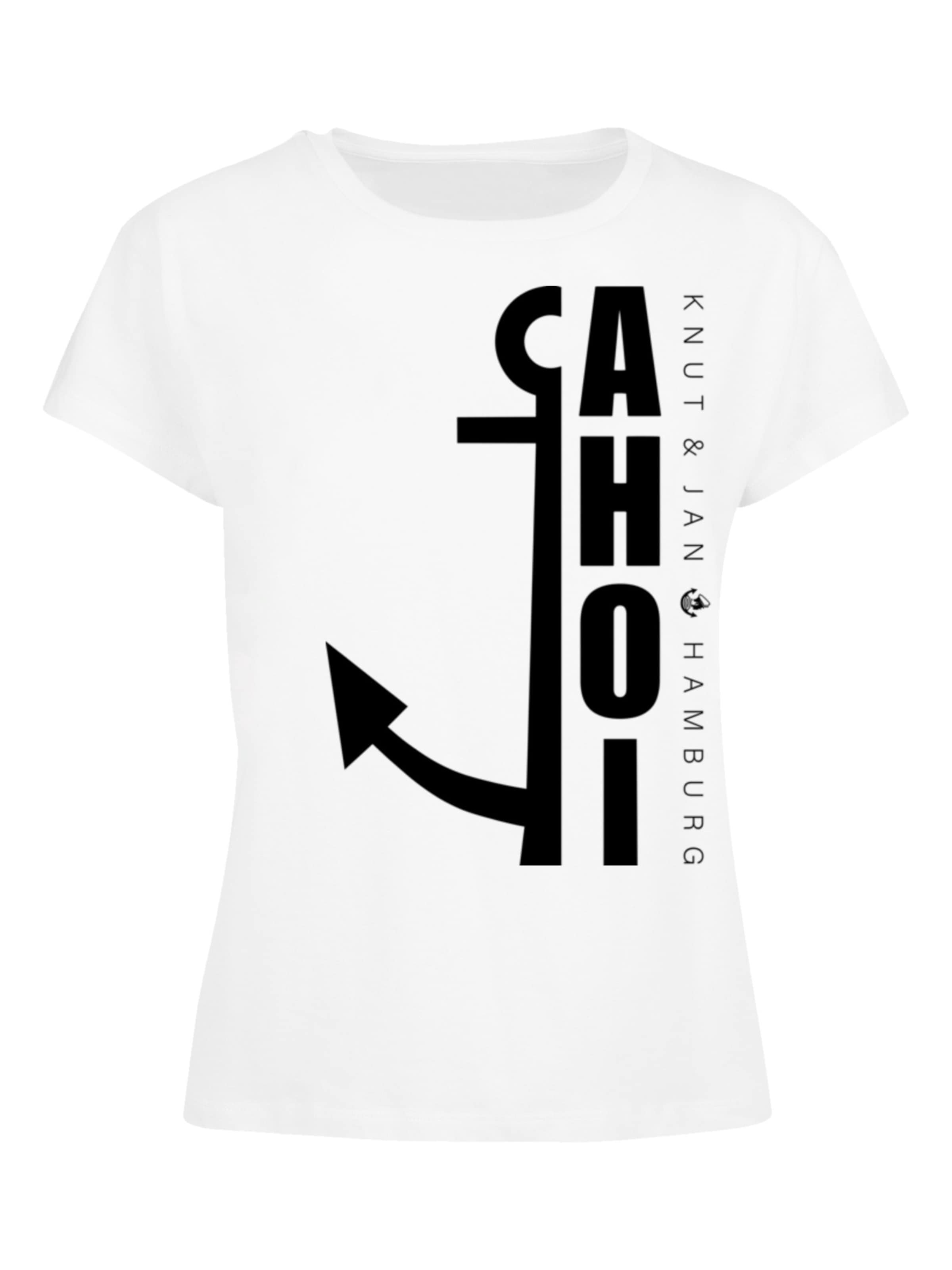 F4NT4STIC T-Shirt 'Ahoi Anker Knut & Jan Hamburg' in Weiß: Vorderseite