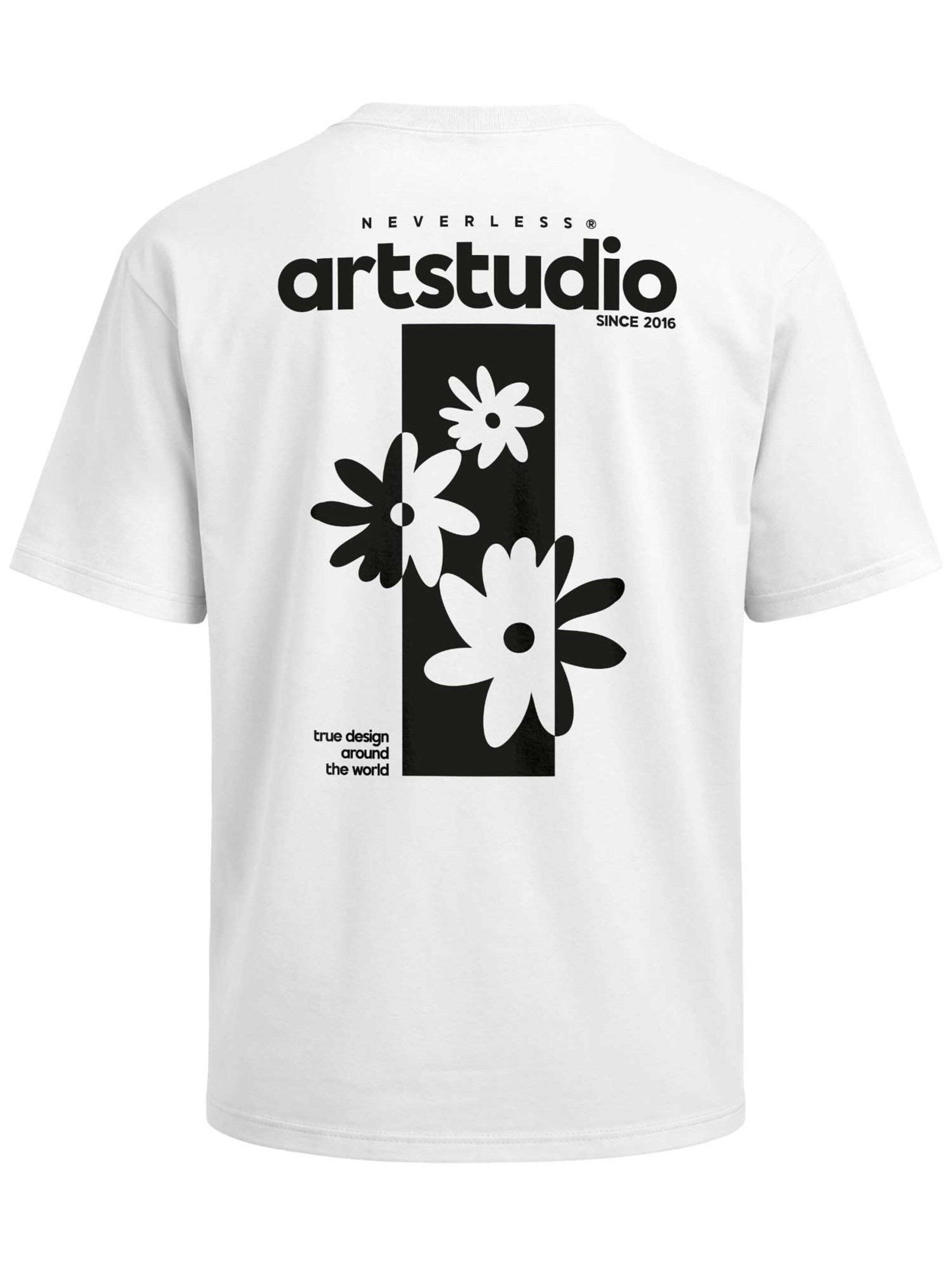 Neverless Shirt 'Artstudio Flowers' in White