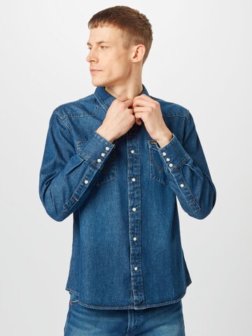 WRANGLER Regular fit Button Up Shirt 'Western Shirt' in Blue: front