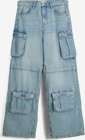 Wide Leg Jeans cargo Bershka en bleu : devant