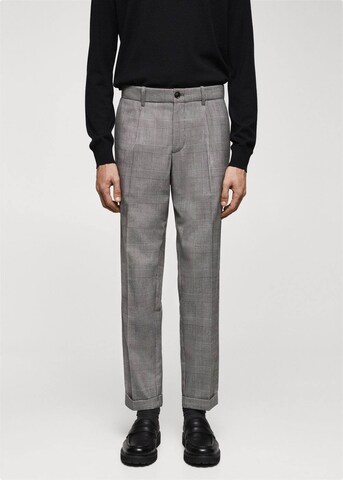 MANGO MAN Slim fit Pleat-Front Pants 'Cupid' in Grey: front