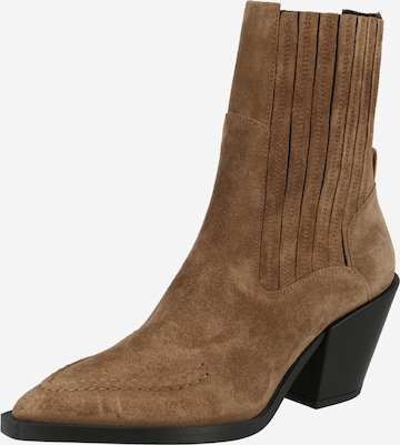 Nubikk Booties 'Liv Boa' in Brown: front