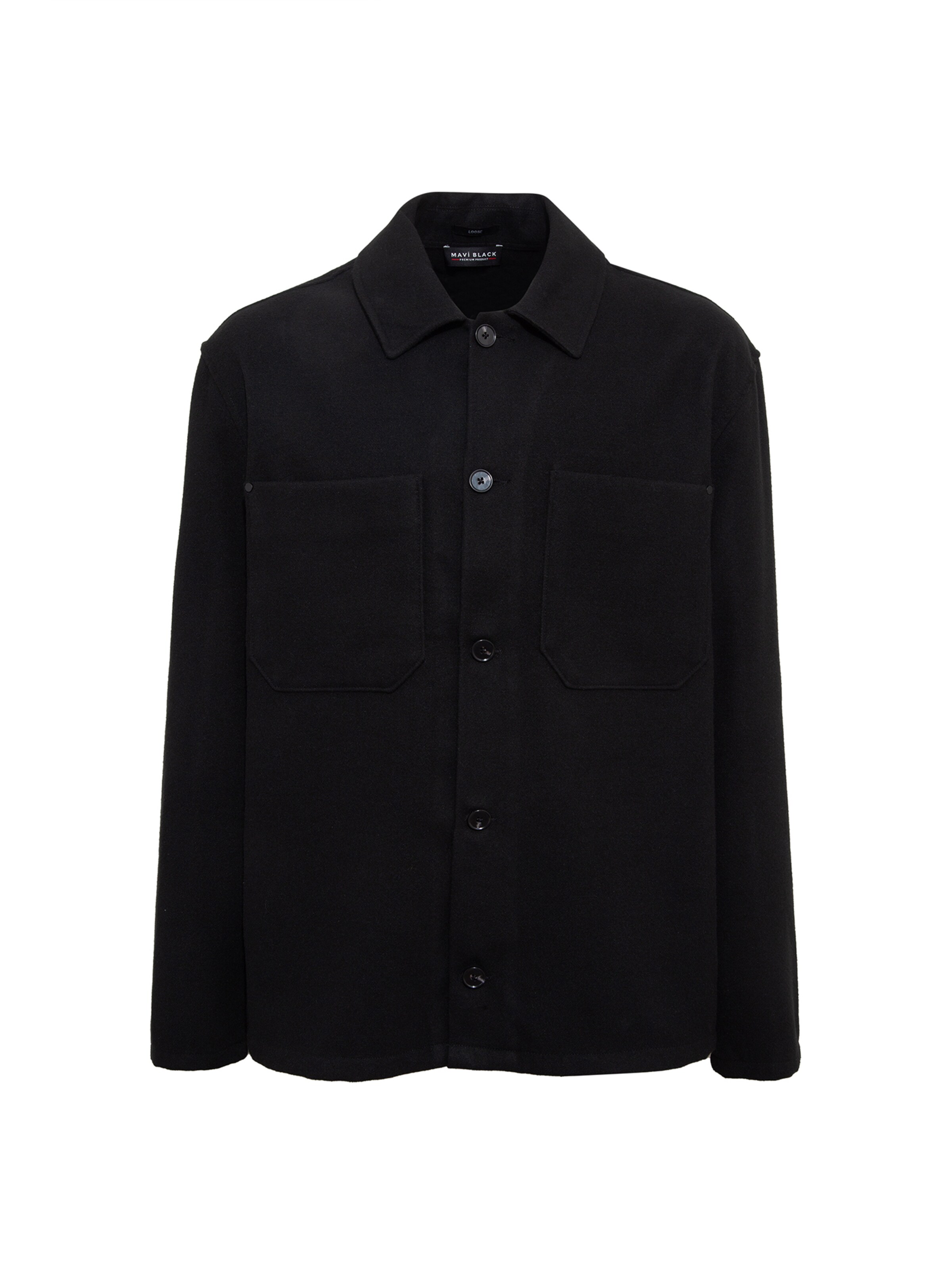 Mavi Comfort fit Button Up Shirt in Black: front