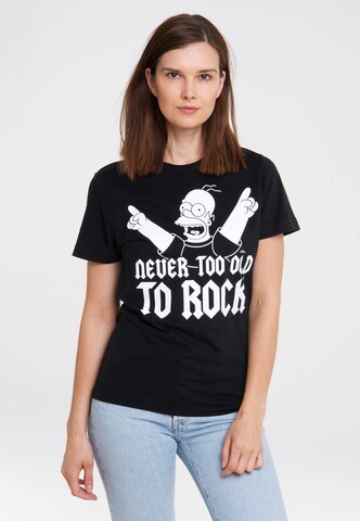 LOGOSHIRT T-Shirt 'Simpsons - Homer Simpson' in Schwarz: Vorderseite