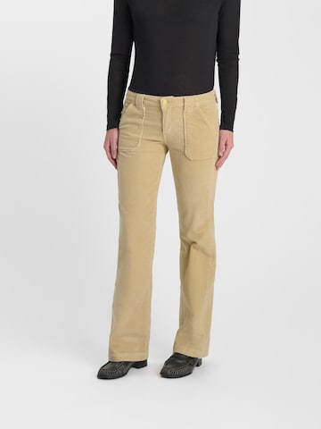 Le Temps Des Cerises Wide leg Broek 'AREVEL' in Beige: voorkant