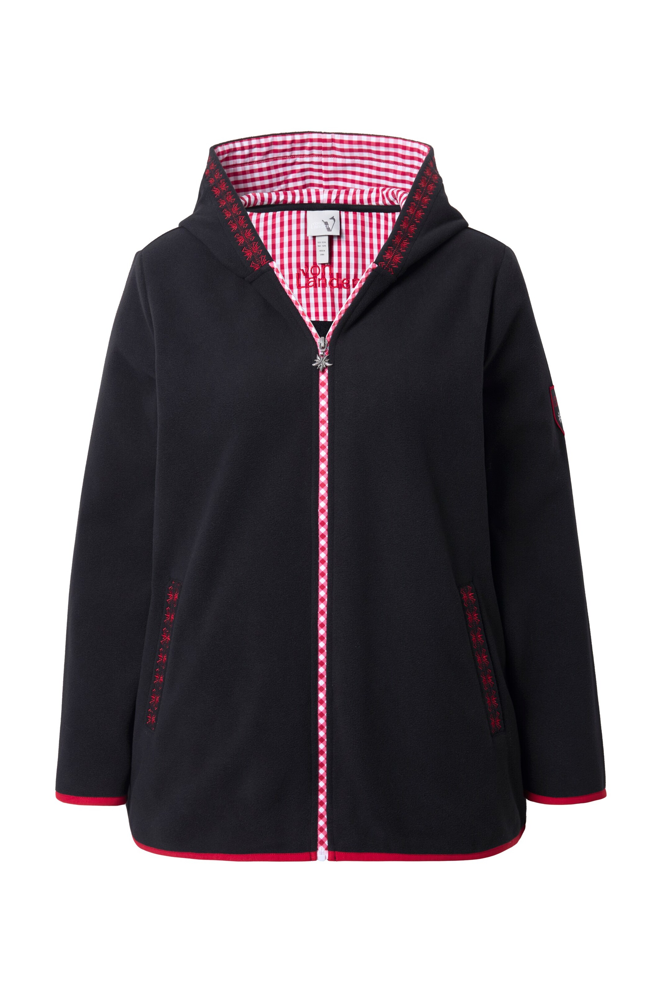 Ulla Popken Fleece Jacket in Black: front