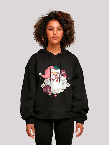 F4NT4STIC Sweatshirt 'Retro Disco Santa Christmas Bling' in Zwart: voorkant