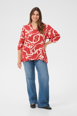 KAFFE CURVE Bluse 'Maren Frill' in Rot