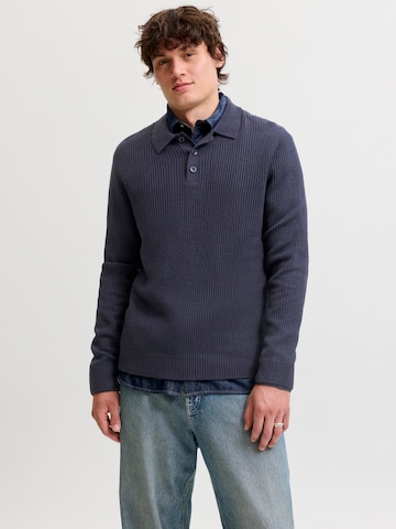 JACK & JONES Svetr 'JJPANNEL' – modrá: přední strana