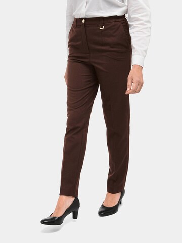 Goldner Slim fit Pants 'ANNA' in Brown: front