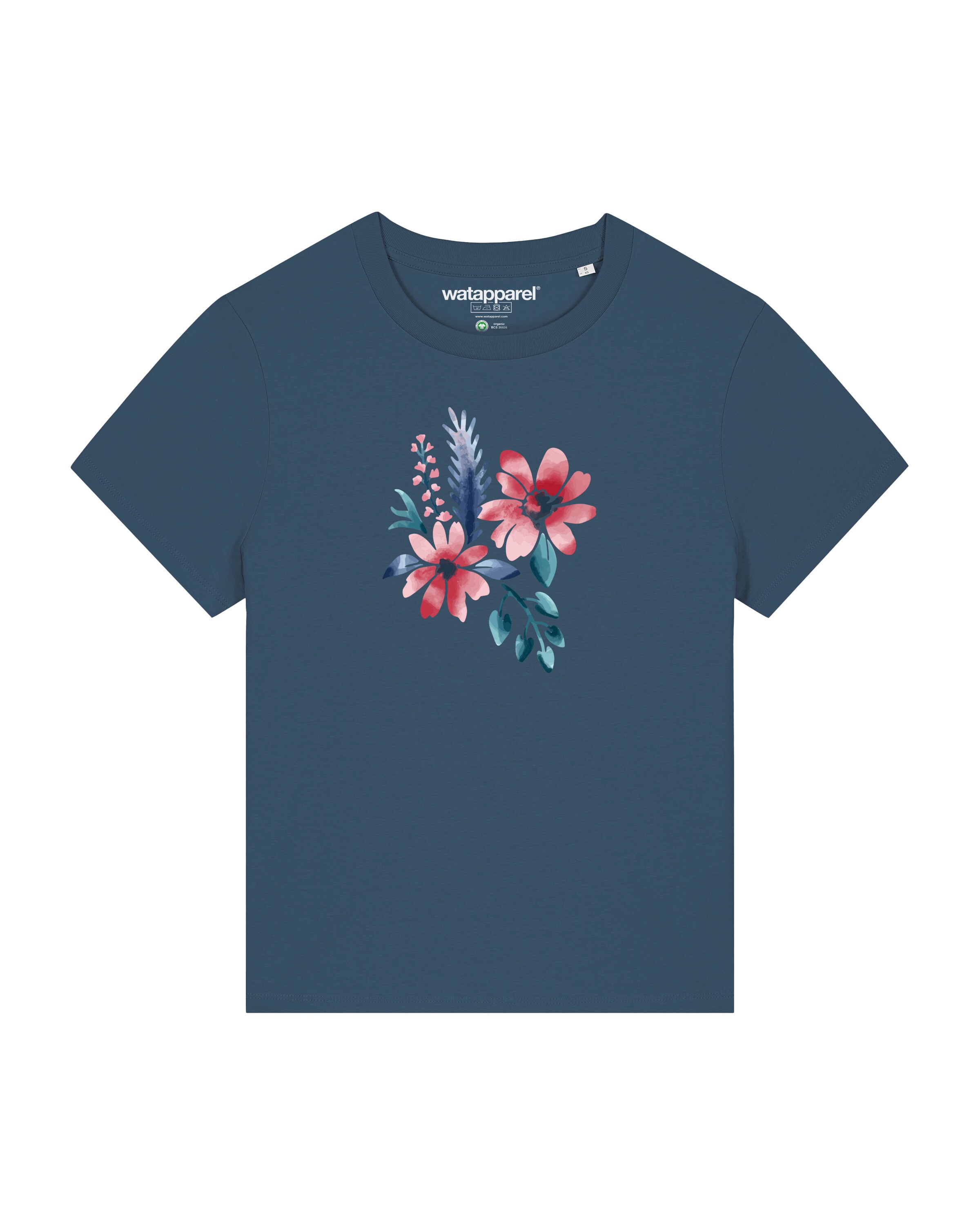 Maglietta 'Blume in Wasserfarbe 02' di Watapparel in blu: frontale