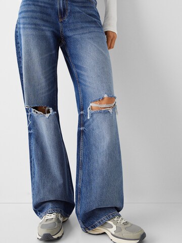 Wide leg Jeans de la Bershka pe albastru