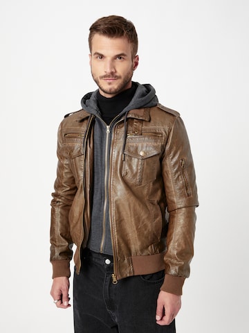 INDICODE JEANS Regular fit Between-Season Jacket 'Aaron' in Brown: front