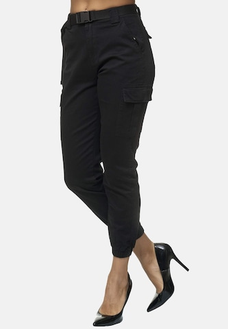 Elara Slimfit Cargobroek in Zwart