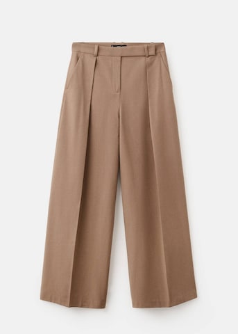 MANGO Wide leg Pleat-Front Pants in Brown