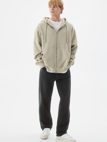 Pull&Bear Zip-Up Hoodie in Beige