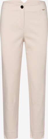 Marc Cain Slim fit Pleat-Front Pants in Beige: front