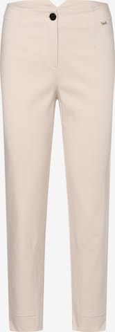 Marc Cain Slimfit Bandplooibroek in Beige: voorkant