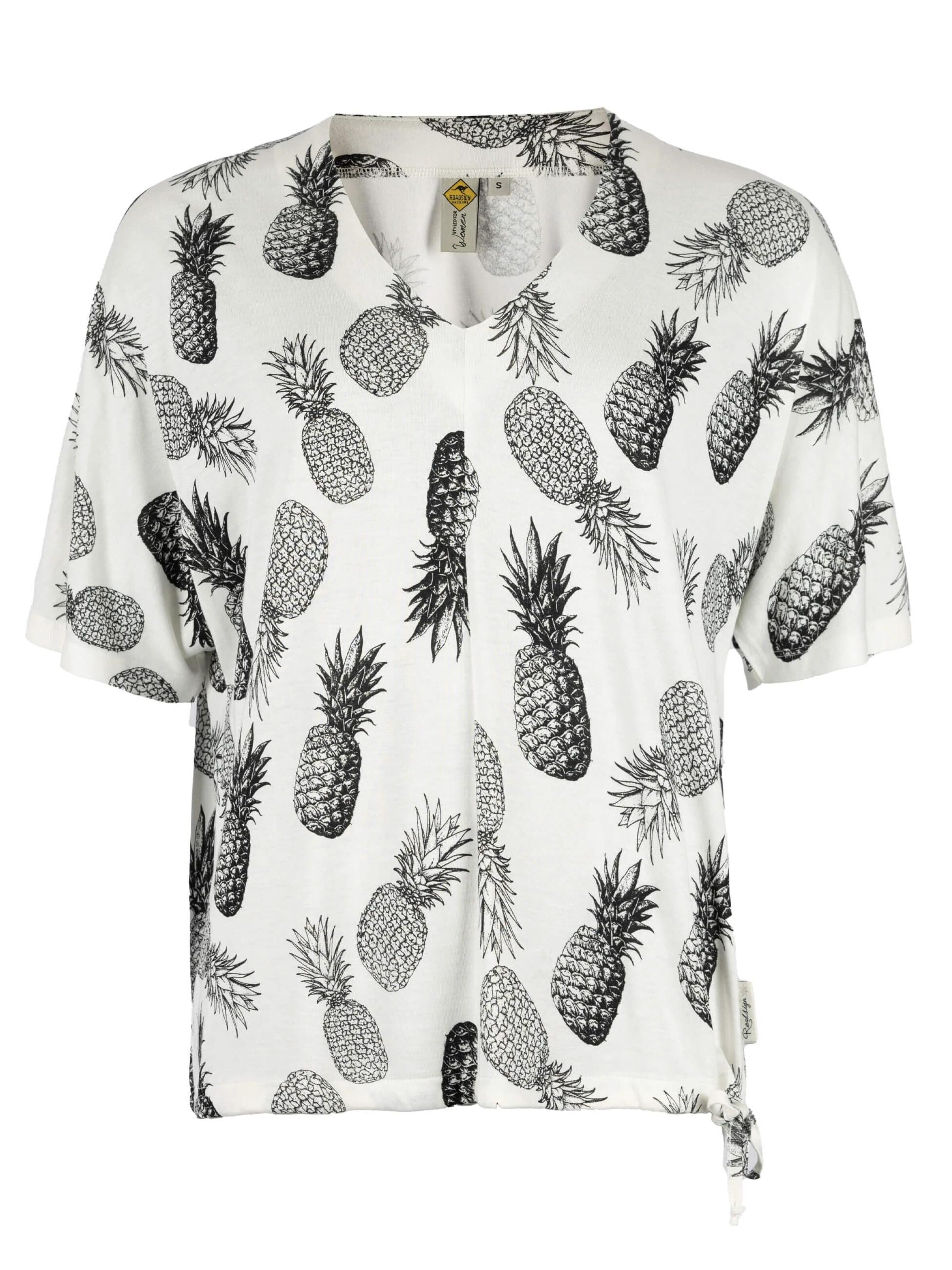 ROADSIGN australia Shirt 'T-Shirt Soft Contrast mit Allover-Print, aus fließender Viskose, leichtes Tragegefühl' in S/Regular in White, Item view