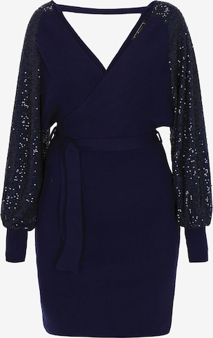 Robes en maille faina en bleu : devant