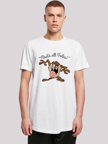 Maglietta 'Looney Tunes Taz That's All Folks' di F4NT4STIC in bianco: frontale