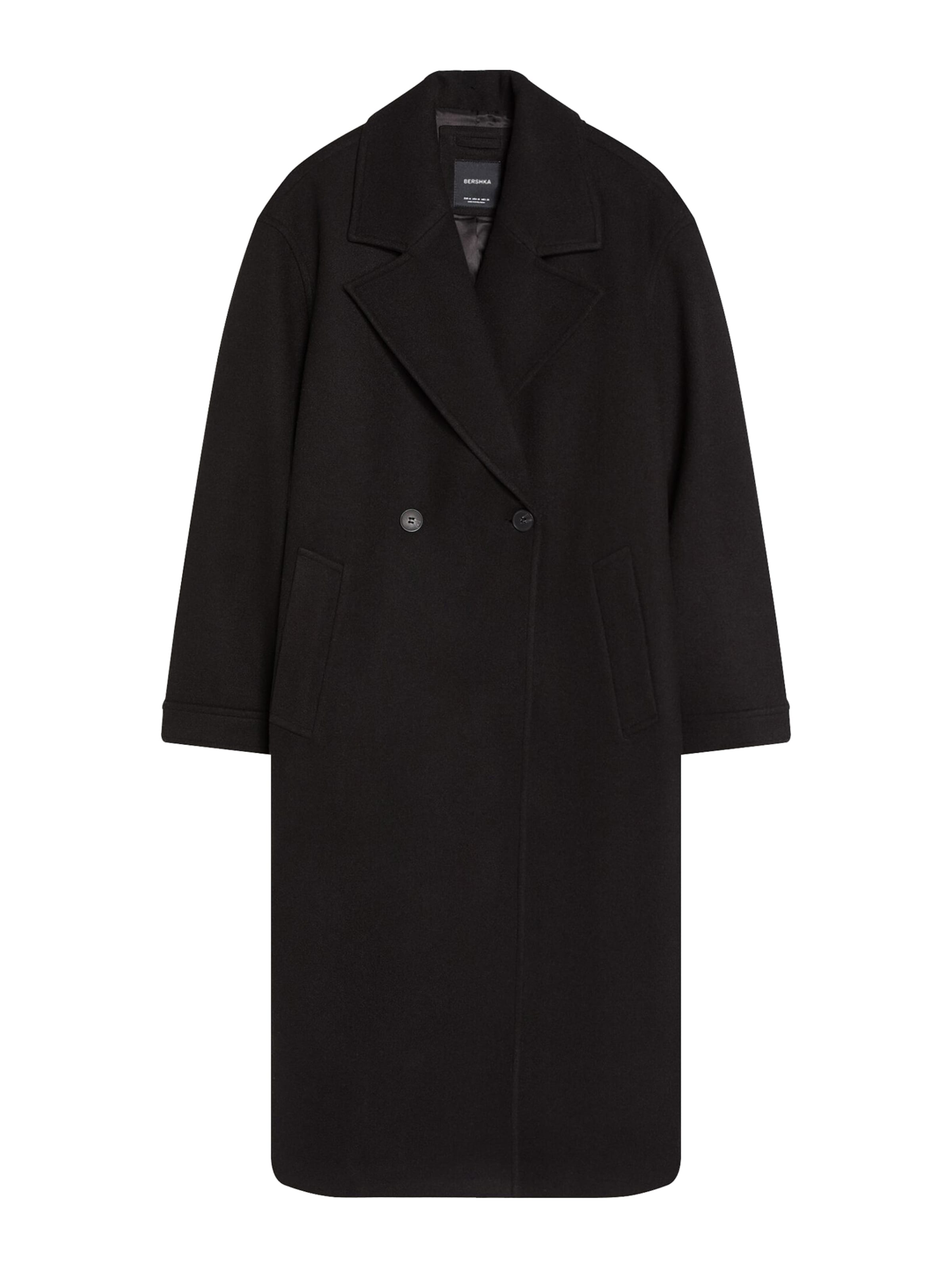 BershkaPrijelazni kaput - crna boja: prednji dio