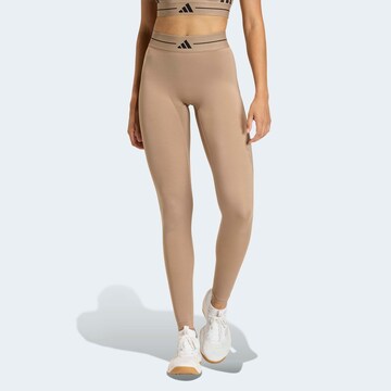 ADIDAS PERFORMANCE Skinny Sporthose in Beige: Vorderseite