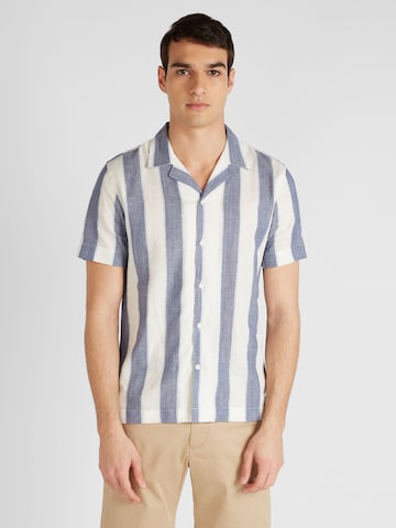 Coupe regular Chemise Lindbergh en bleu : devant