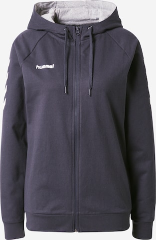 Hummel Athletic Zip-Up Hoodie in Blue: front