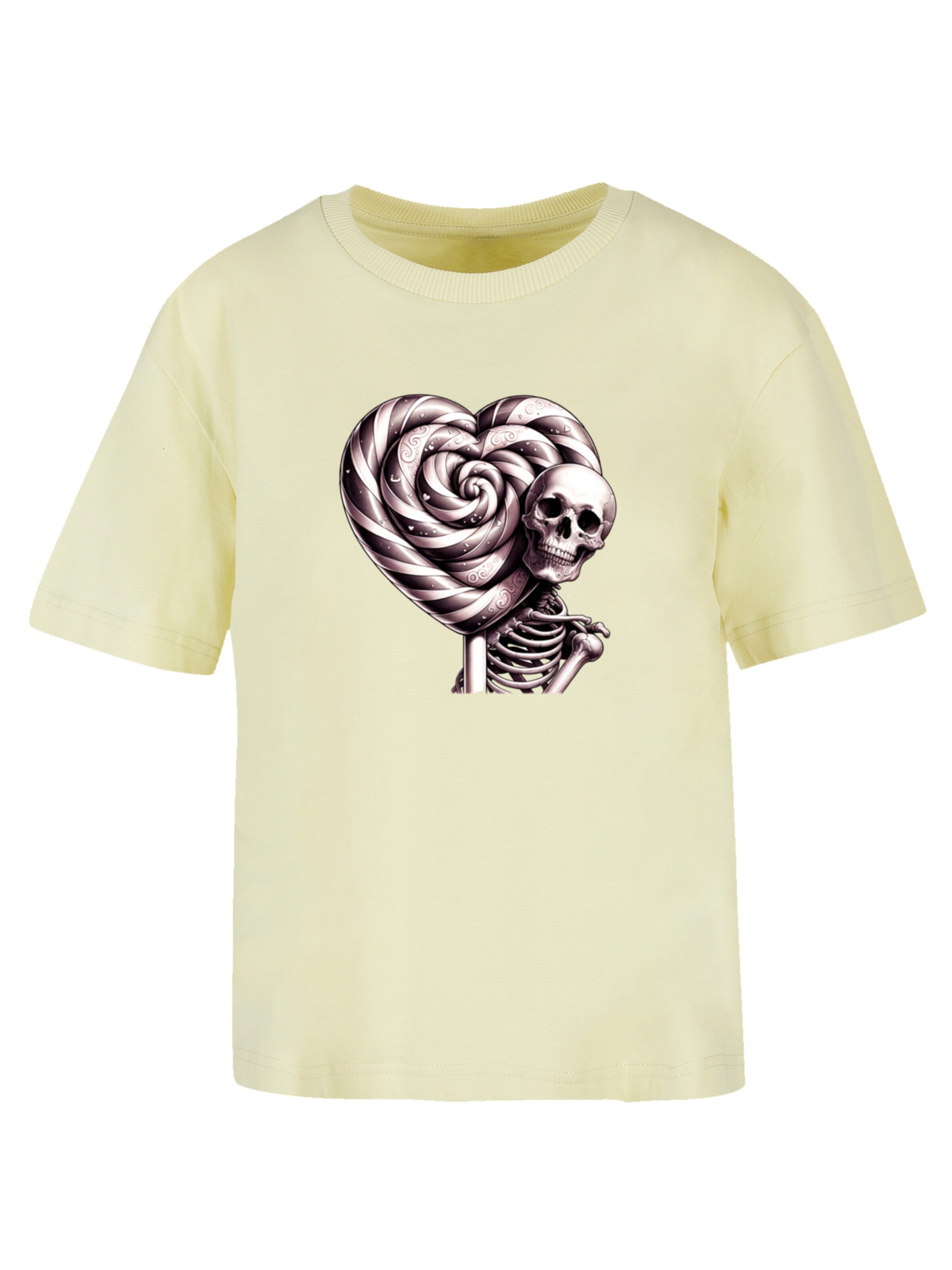 F4NT4STIC T-Shirt 'Süße Süßigkeiten Herzform Liebe' in Gelb: Vorderseite