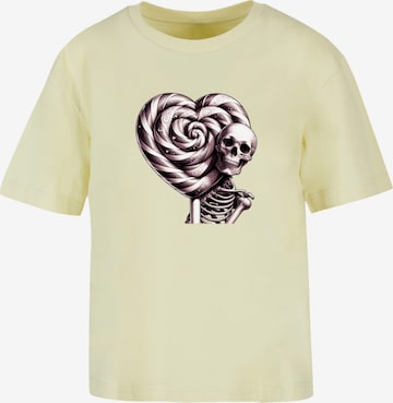 F4NT4STIC T-Shirt 'Süße Süßigkeiten Herzform Liebe' in Gelb: Vorderseite