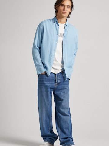 Pepe Jeans Regular fit Button Up Shirt 'Petri' in Blue