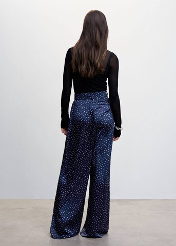 MANGO Wide leg Pleat-Front Pants 'Adela' in Blue