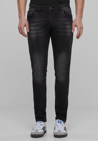 2Y Premium Skinny Jeans in Zwart: voorkant