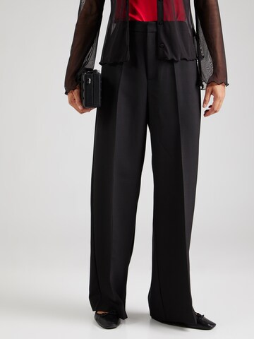 MOS MOSH Loose fit Trousers with creases in Black: front