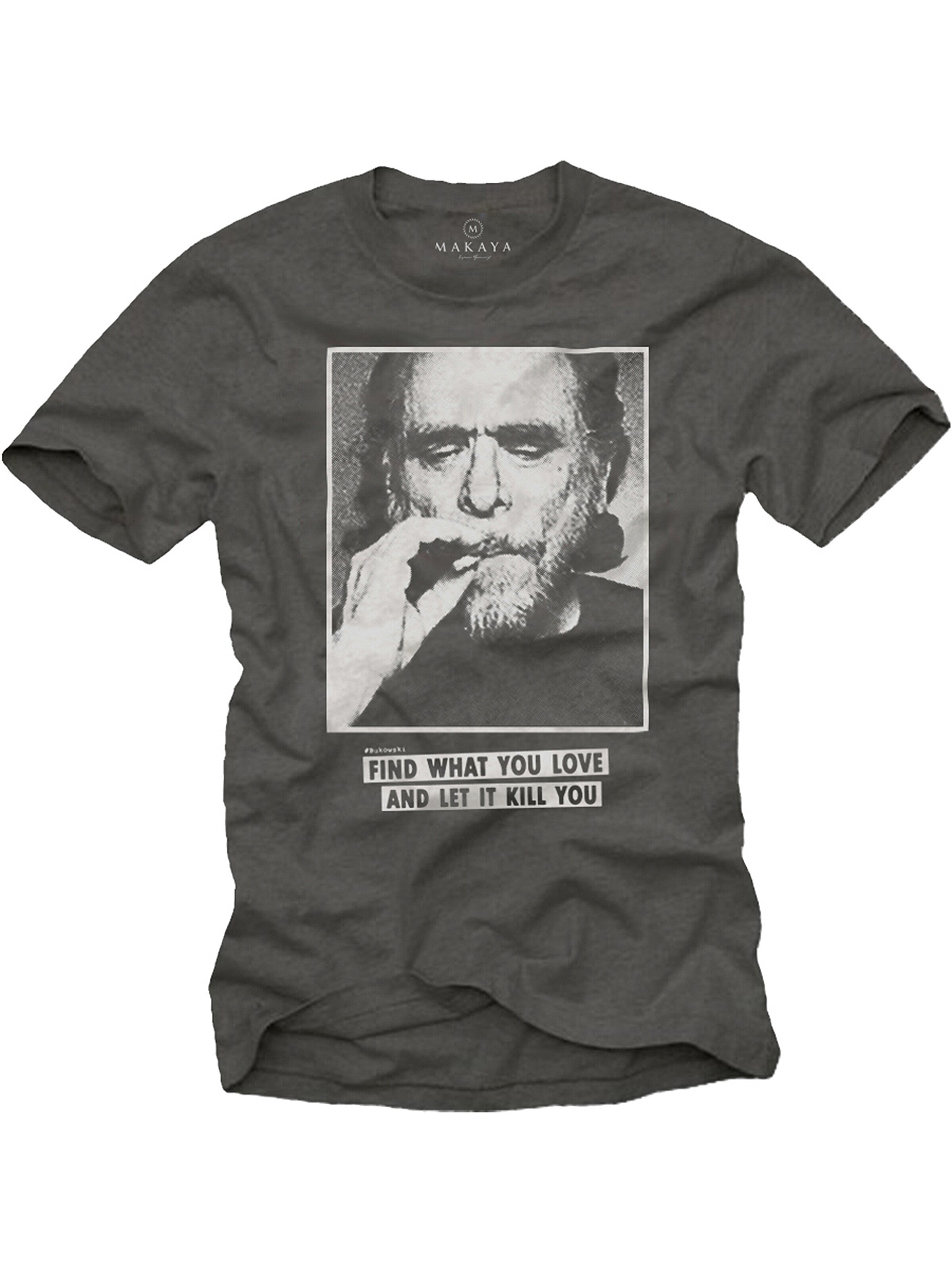 MAKAYA Shirt 'Find What You Love' in Grey: front