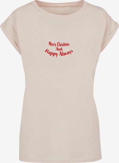 Merchcode T-shirt 'Merry Christmas And Happy Always' en sable / rouge, Vue avec produit