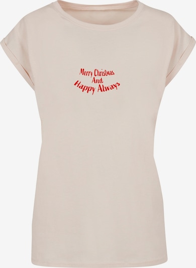 Merchcode T-shirt 'Merry Christmas And Happy Always' en sable / rouge, Vue avec produit