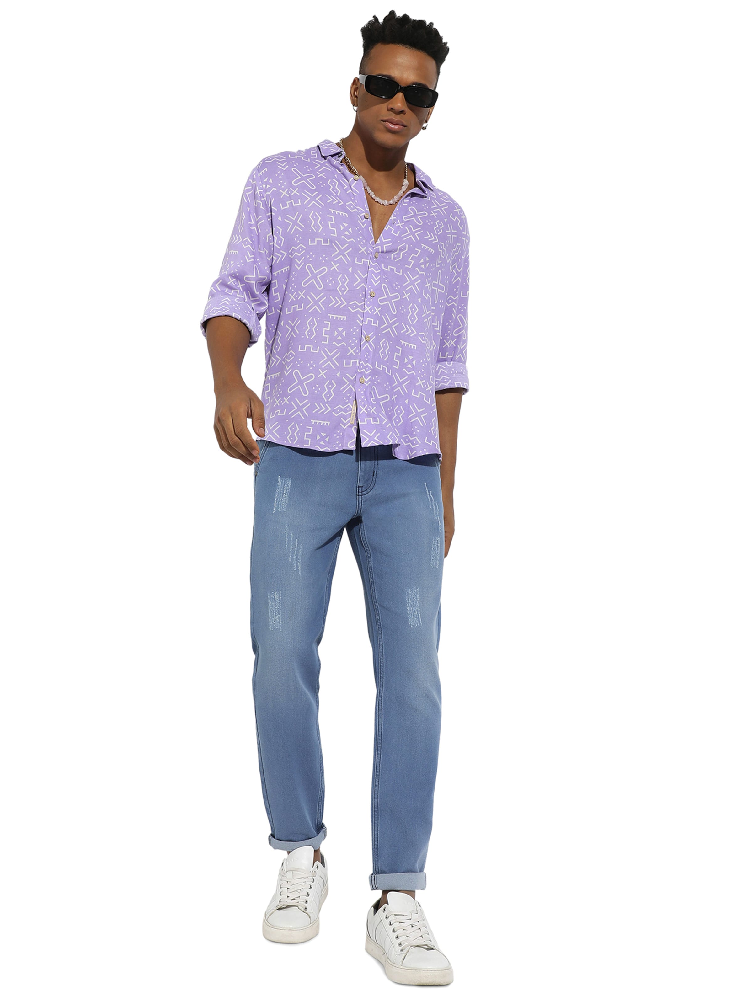 Campus Sutra Средняя посадка Рубашка 'Hank' в Лиловый