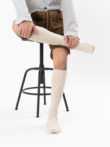 HerzSticht Trachtensocken 'Bergdistel' in Beige
